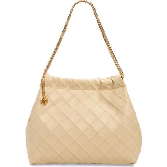 TORY BURCH Fleming Quilted Leather Hobo Bag In Neutral Product Image