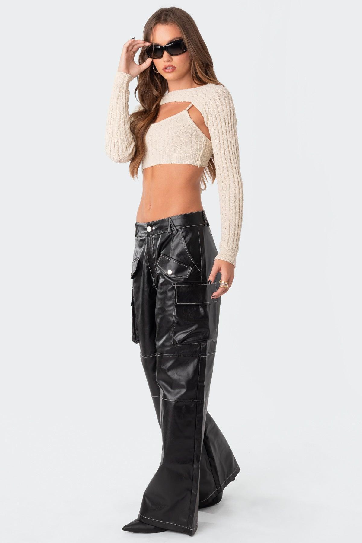 Faye Faux Leather Cargo Pants Product Image