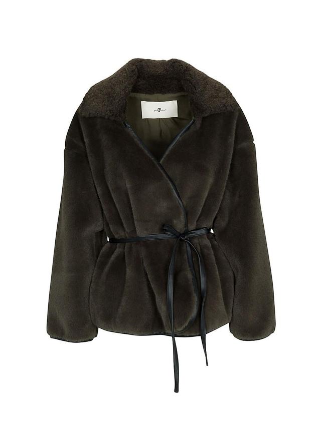 Womens Faux Fur Short Wrap Coat Product Image