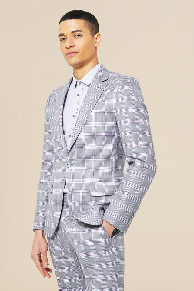 Single Breasted Skinny Check Suit Jacket | boohooMAN USA Product Image