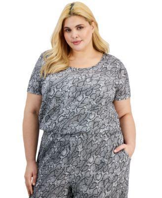 Trendy Plus Size Snakeskin-Print Top, Created for Macy's Product Image