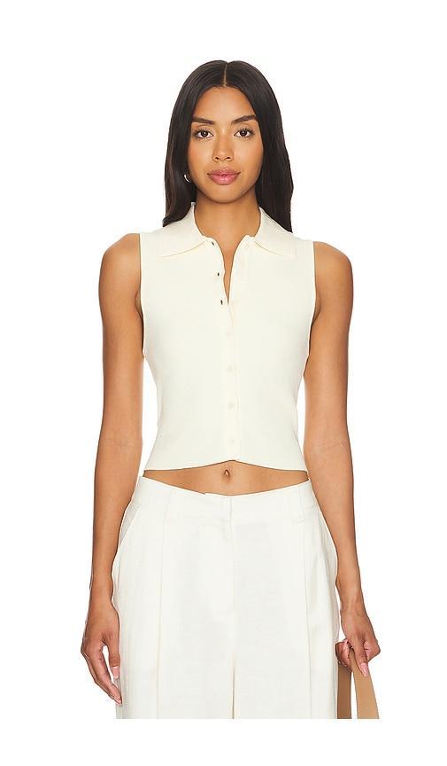 Lovers and Friends x Ella Rose Esti Sleeveless Polo Vest Top in Cream Product Image