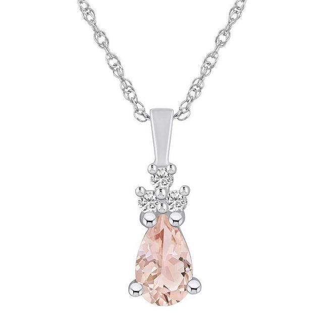 Alyson Layne 14k White Gold Pear Shape Morganite & 1/10 Carat T.W. Diamond Pendant Necklace, Womens Product Image