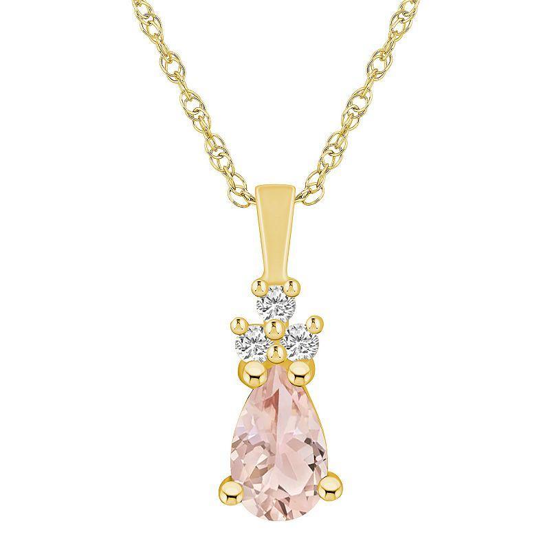 Alyson Layne 14k White Gold Pear Shape Morganite & 1/10 Carat T.W. Diamond Pendant Necklace, Womens Pink Product Image