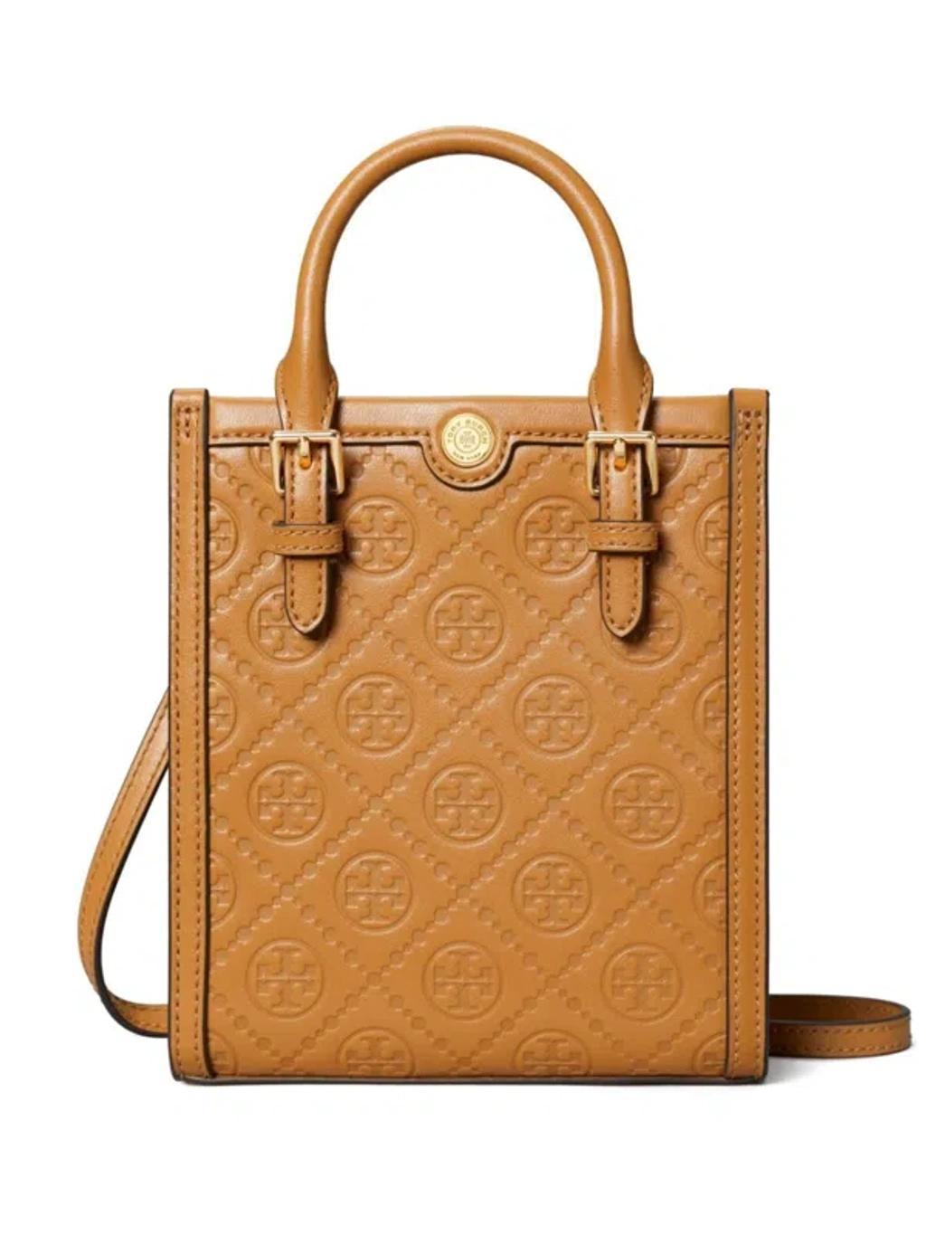 Mini T-monogram Leather Tote Bag In Tan product image