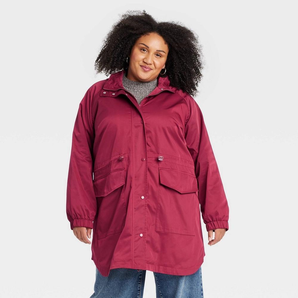 Women's Rain Jacket - Ava & Viv™ Burgundy 3X Product Image