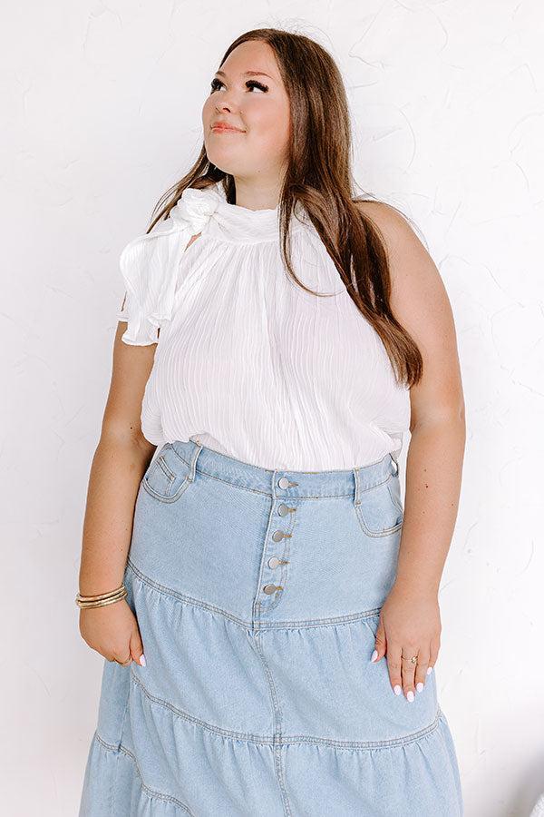 Lead Me Back To You Pleated Top in White Curves Product Image