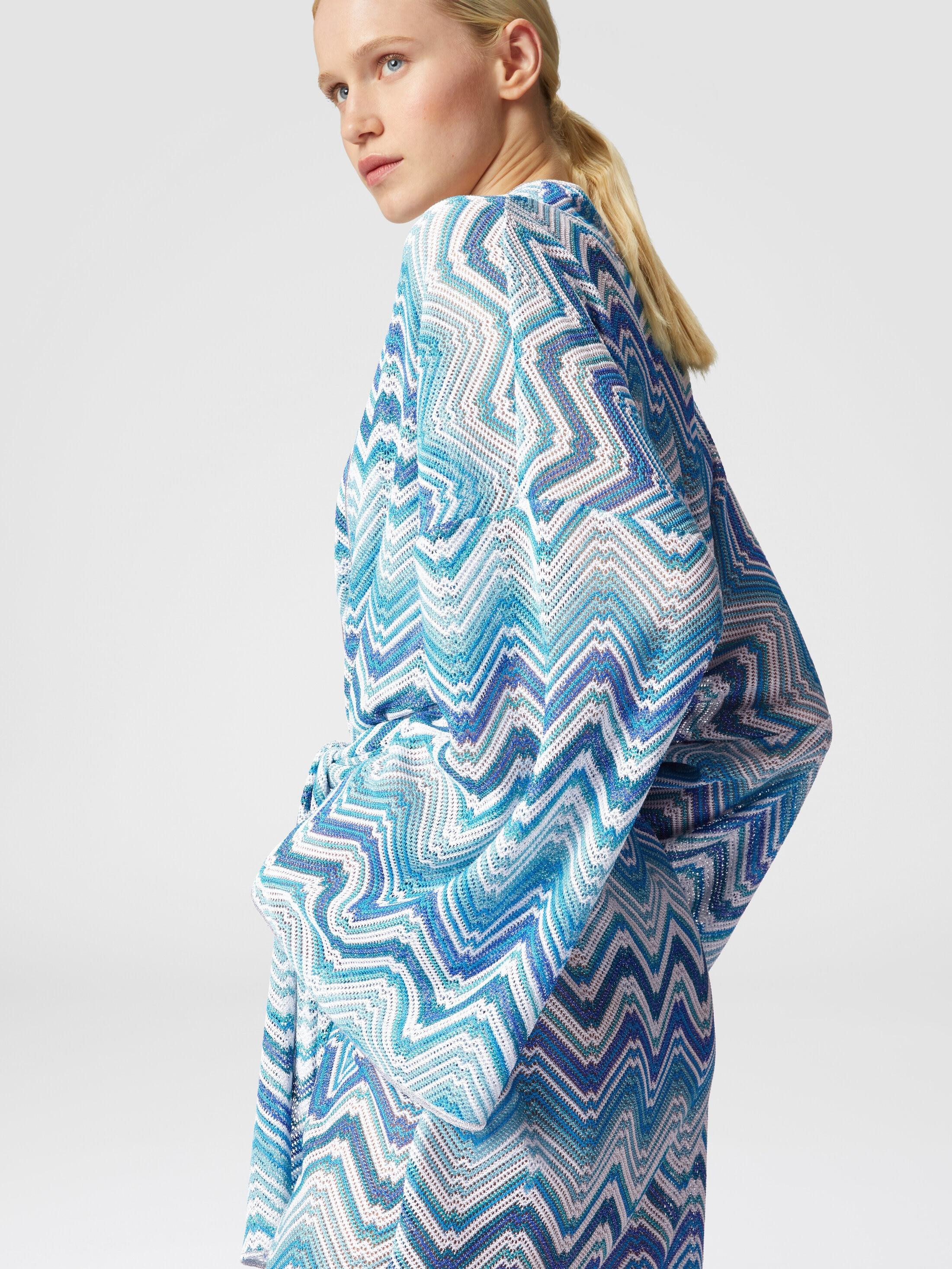 Short dressing gown cover-up in chevron crochet with lurex Product Image