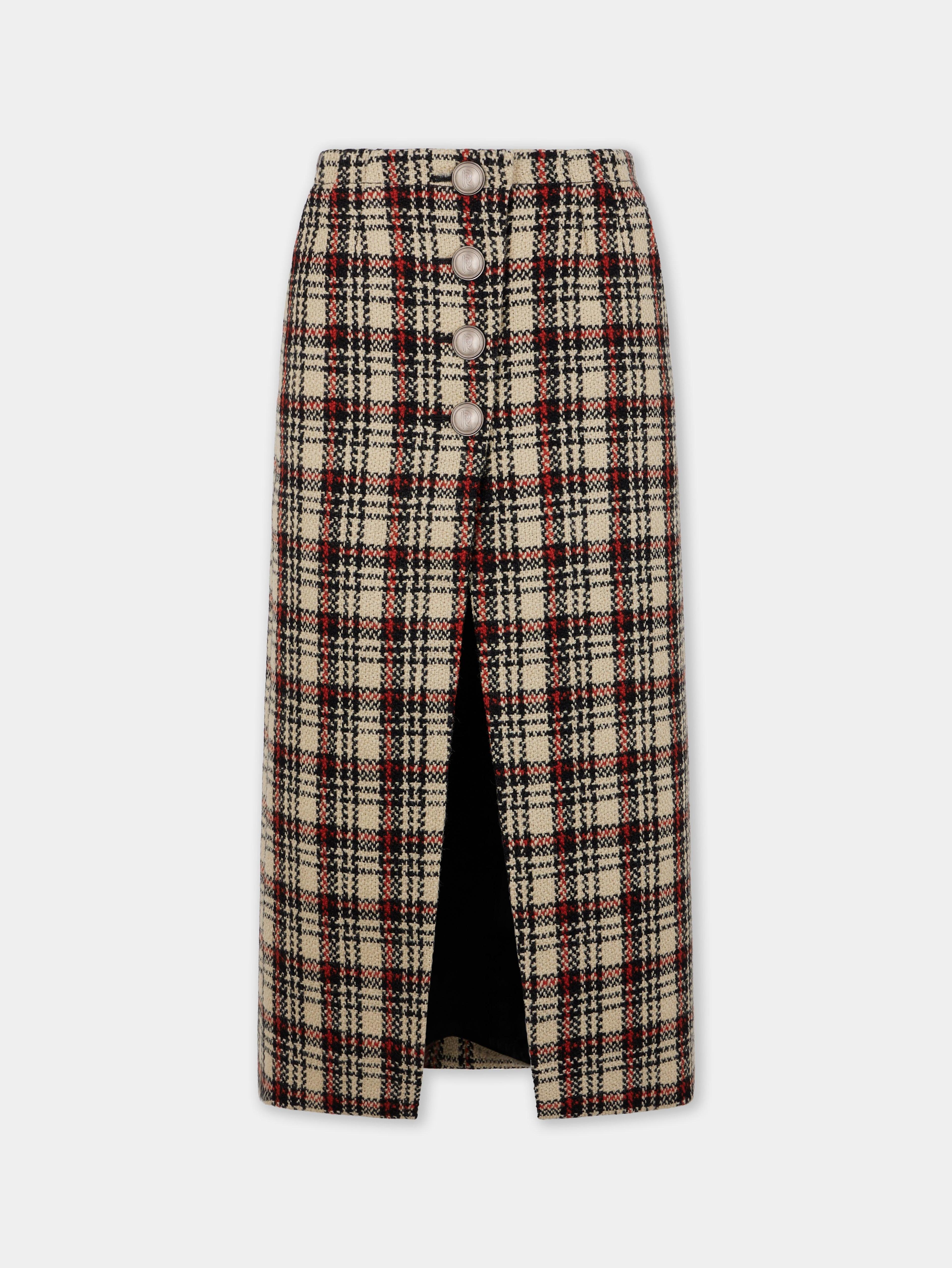 LONG SKIRT IN WOOL TARTAN Product Image