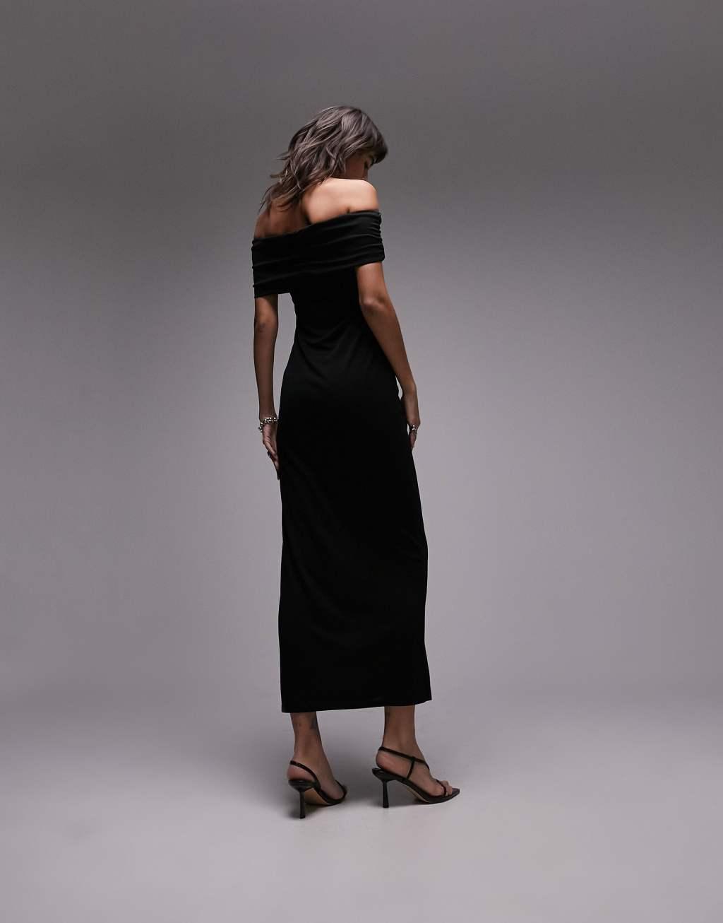 Topshop V front detail bardot maxi dress Product Image