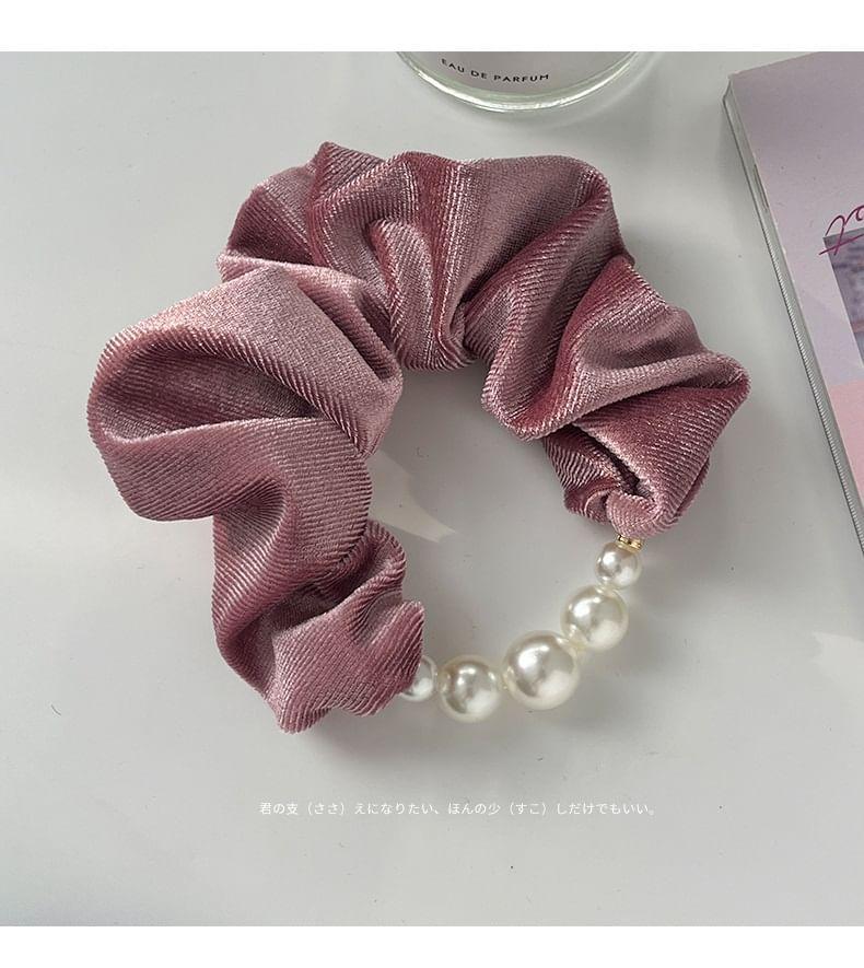 Faux Pearl Velvet Scrunchie Product Image