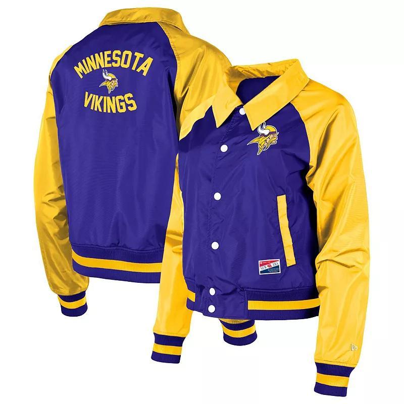 Womens New Era Minnesota Vikings Coaches Raglan Full-Snap Jacket Product Image