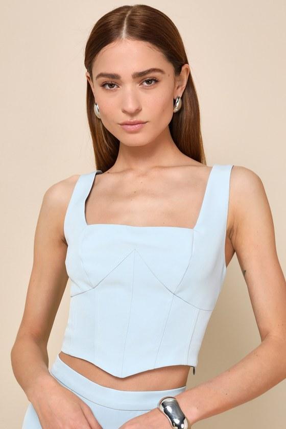 Sensational Always Light Blue Corset Crop Top Product Image