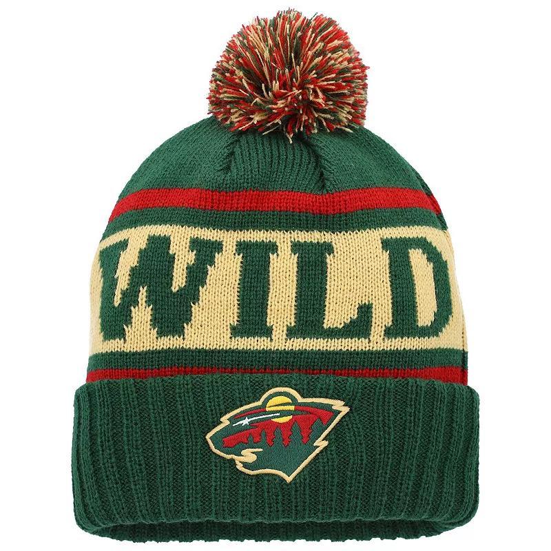 Mens American Needle Green Minnesota Wild Pillow Line Cuffed Knit Hat with Pom - Green Product Image