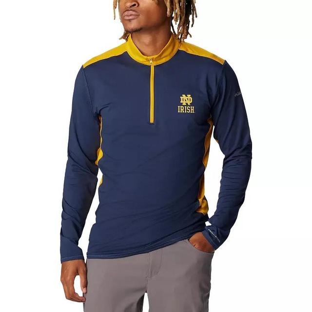 Mens Columbia Notre Dame Fighting Irish Tech Trail Omni-Shade Quarter-Zip Top Blue Product Image