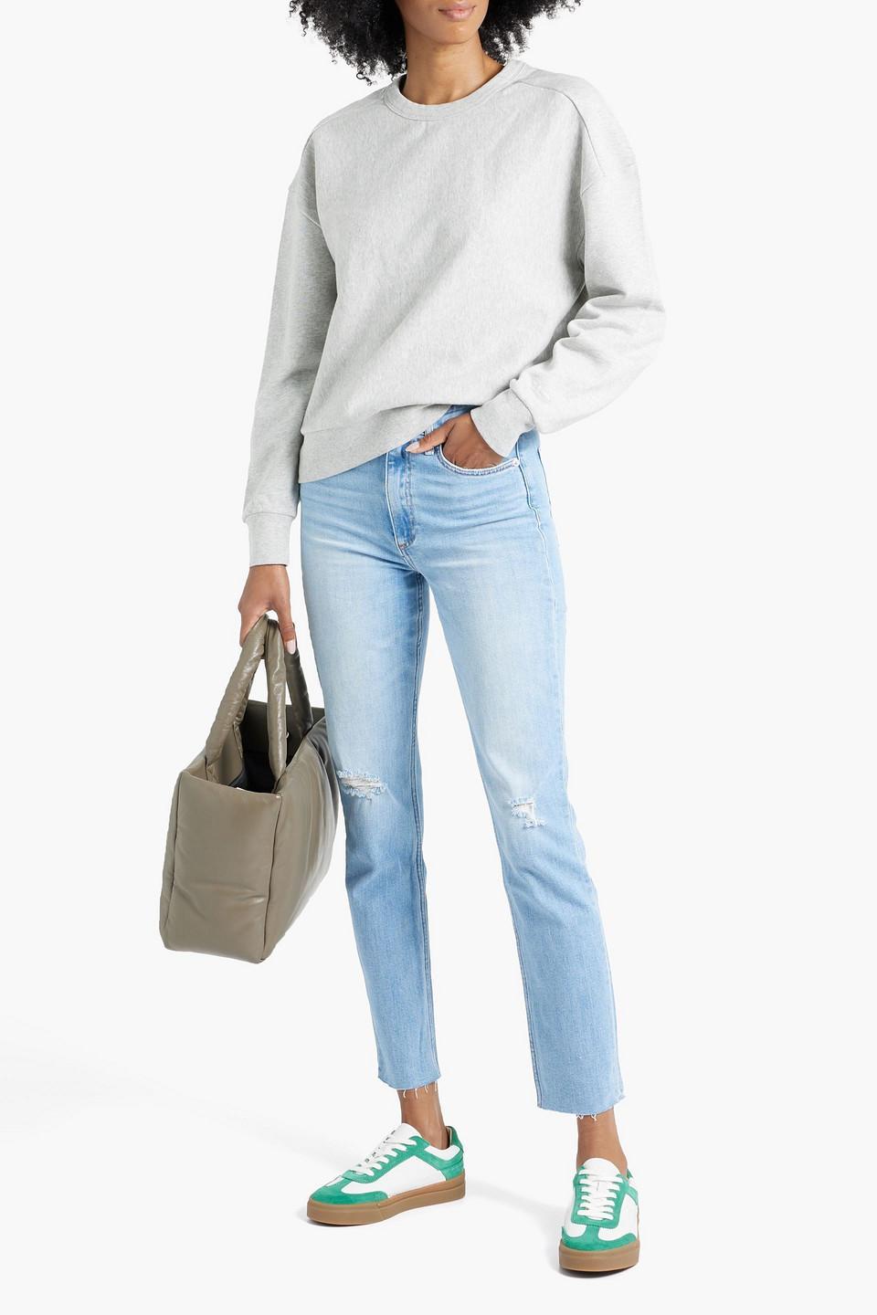 Nina Distressed High-rise Slim-leg Jeans In Light Denim Product Image