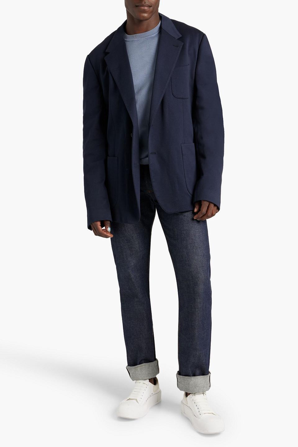 Cotton-blend Piqué Blazer In Navy product image