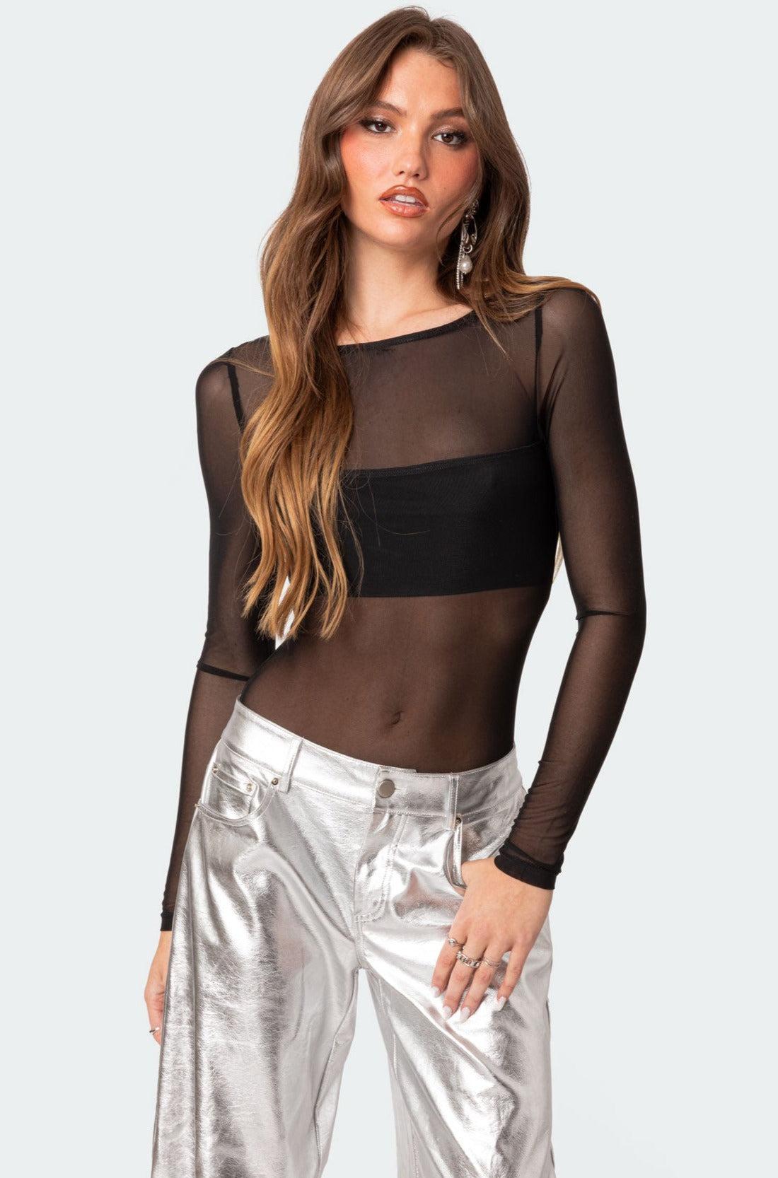 Sheer Mesh Bandeau Bodysuit Product Image