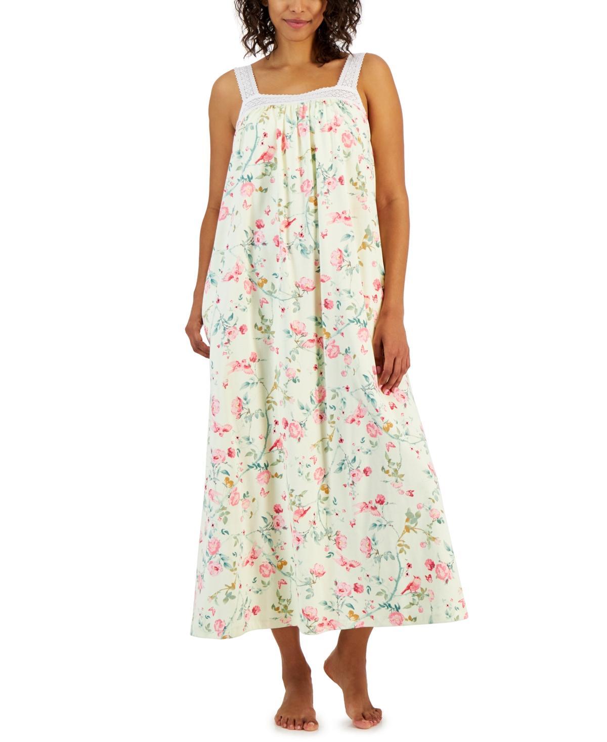 Charter Club Womens Cotton Floral Lace-Trim Nightgown, Created for Macys Product Image