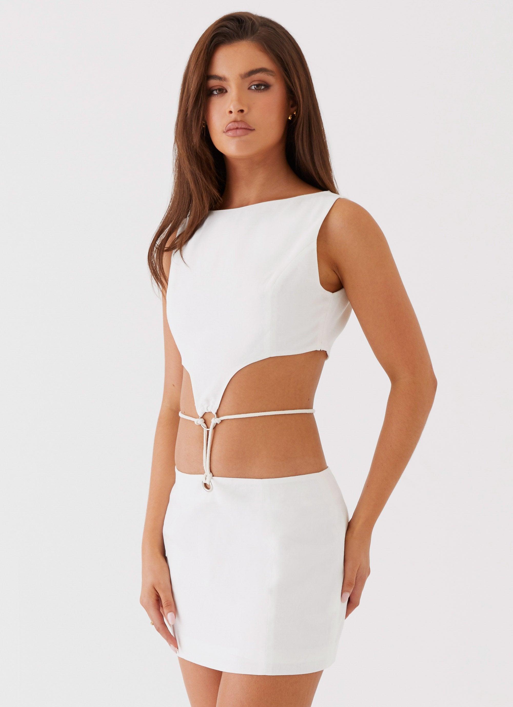 Ryann Cut Out Mini Dress - White Product Image