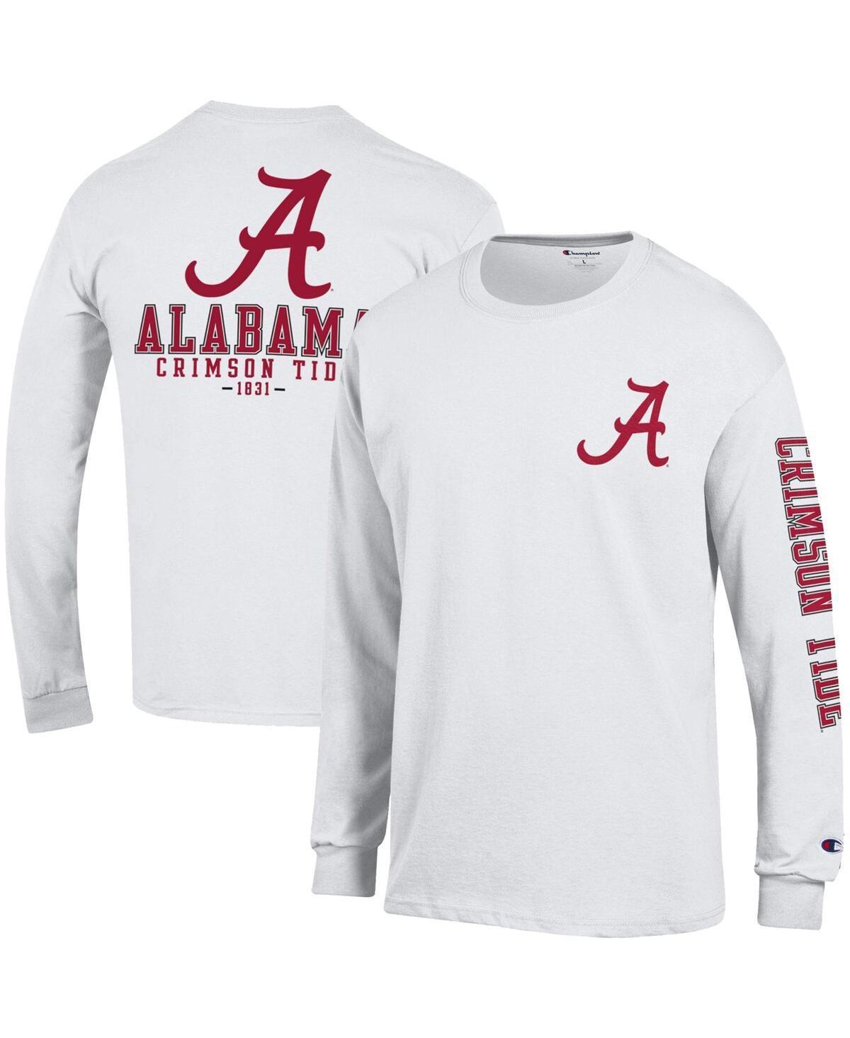 Mens Champion White Alabama Crimson Tide Team Stack 3-Hit Long Sleeve T-shirt Product Image