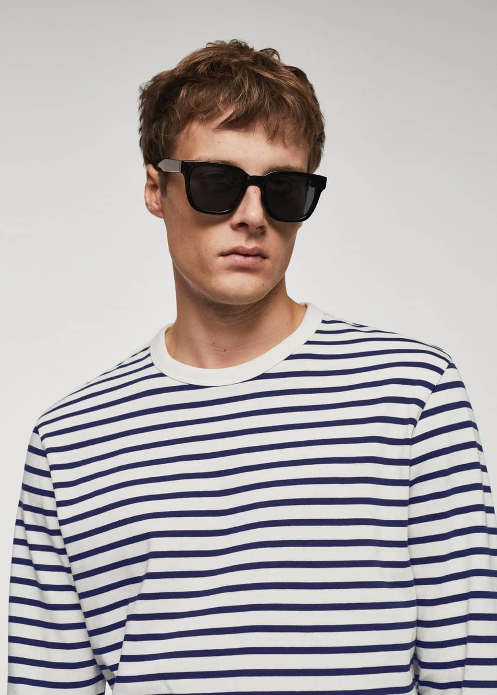 MANGO MAN - Striped long sleeves t-shirt dark navyMen Product Image