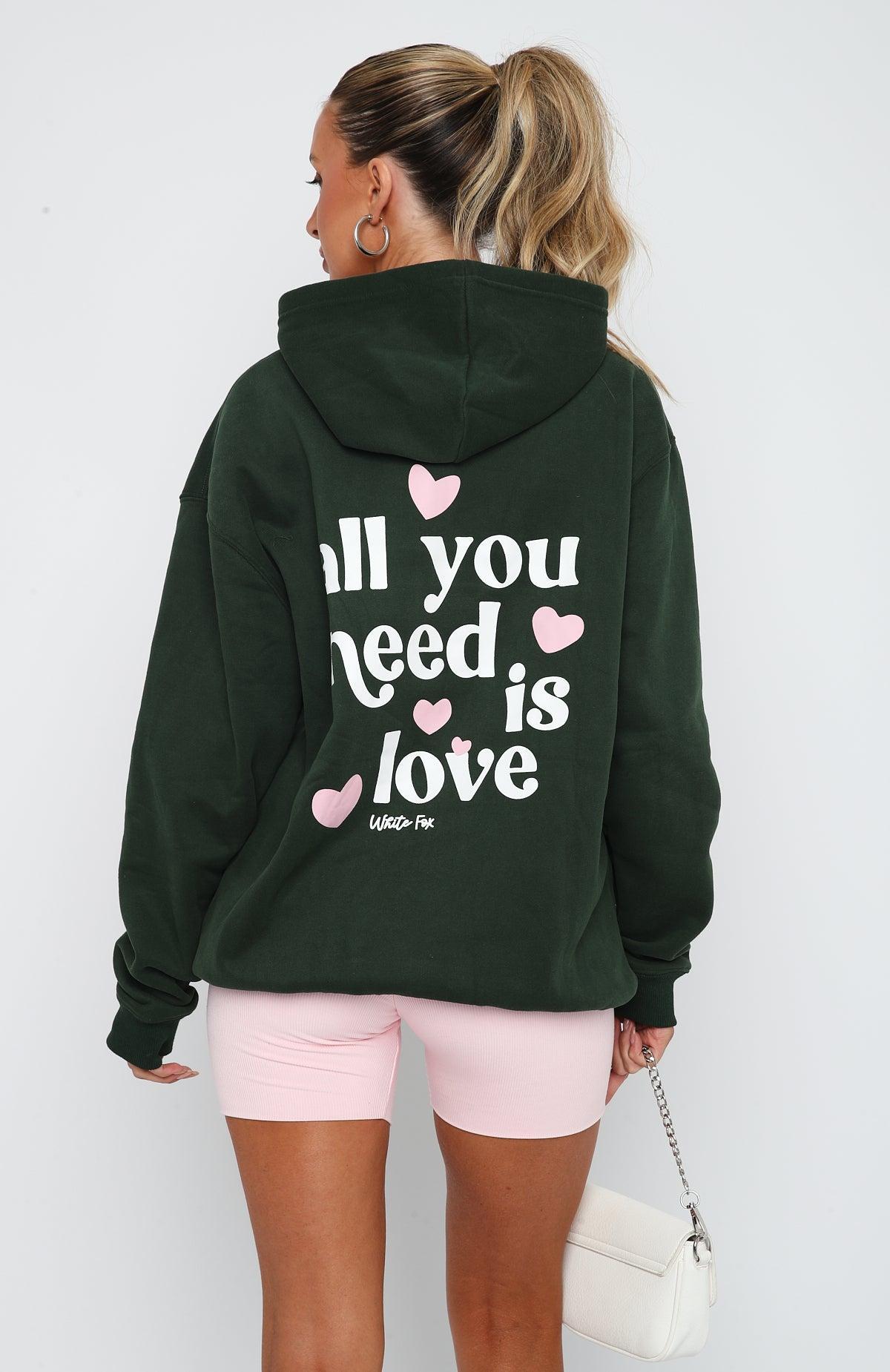 All You Need Is Love Hoodie Forest Green Product Image