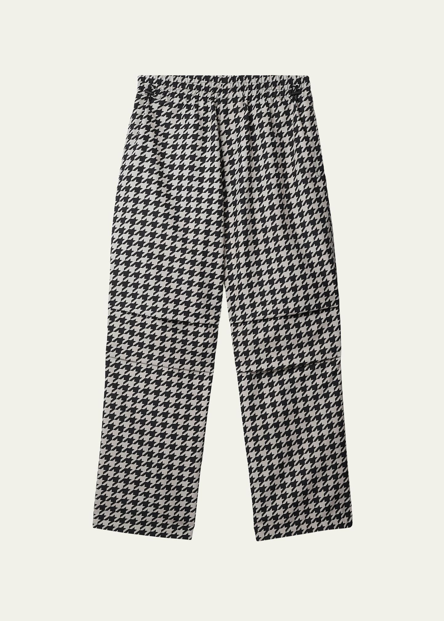 Mens Houndstooth Elastic-Waist Pants Product Image