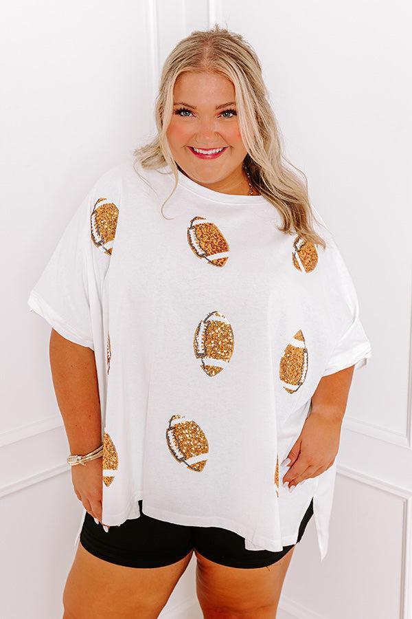 Football Season Sequin Oversized Tee in Ivory Curves Product Image