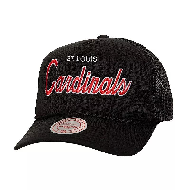 Mens Mitchell & Ness St. Louis Cardinals Script Trucker Adjustable Hat Product Image