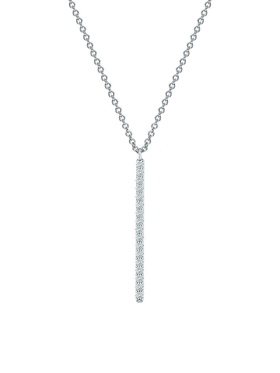 Womens Birks Rose Du Matin 18K White Gold & Diamond Vertical Bar Pendant Necklace Product Image