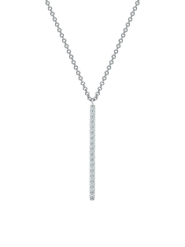 Womens Birks Rose Du Matin 18K White Gold & Diamond Vertical Bar Pendant Necklace Product Image