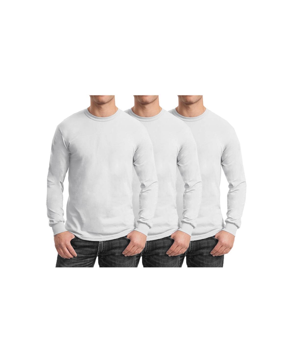 Galaxy By Harvic Mens 3-Pack Egyptian Cotton-Blend Long Sleeve Crew Neck Tee - Black/Charcoal Product Image