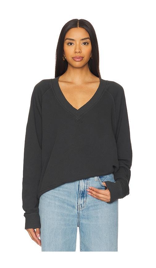 Fleece Long Sleeve V Neck Sweatshirt Product Image