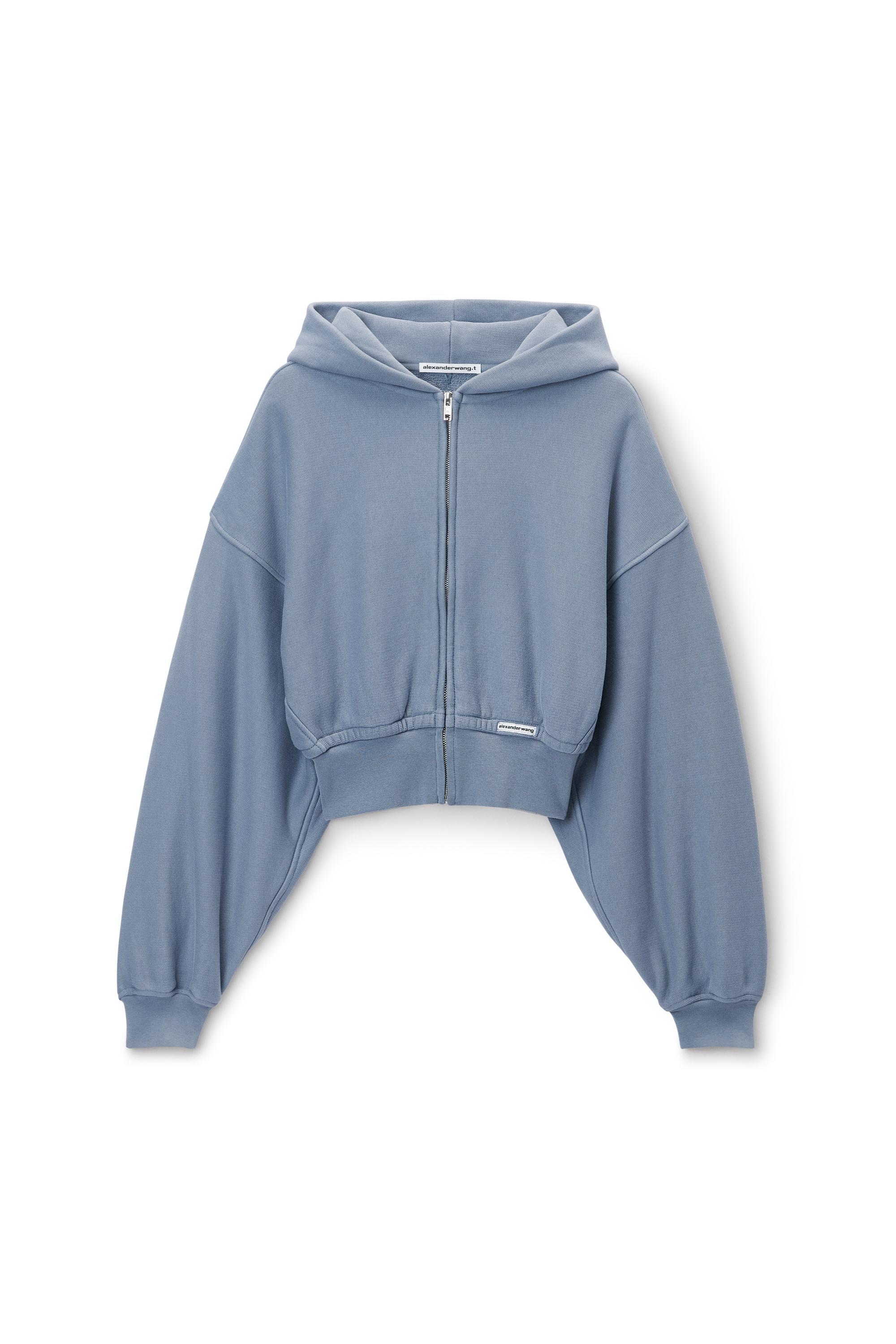 Cropped Zip Up Hoodie In Classic Cotton Terry Product Image