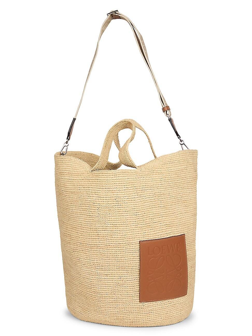 Mens LOEWE x Paulas Ibiza Slit Large Raffia & Leather Tote Bag Product Image