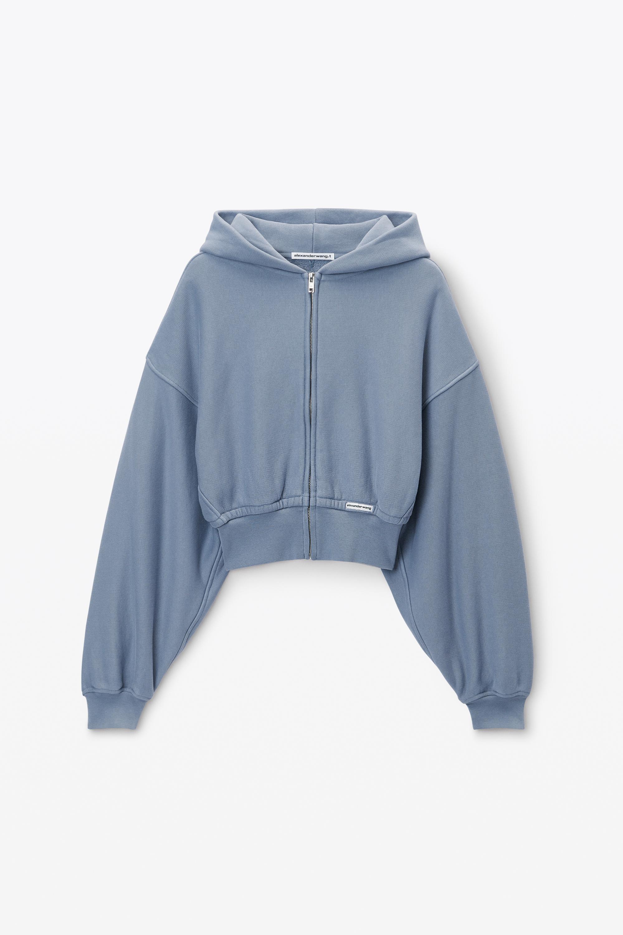 Cropped Zip Up Hoodie In Classic Cotton Terry Product Image