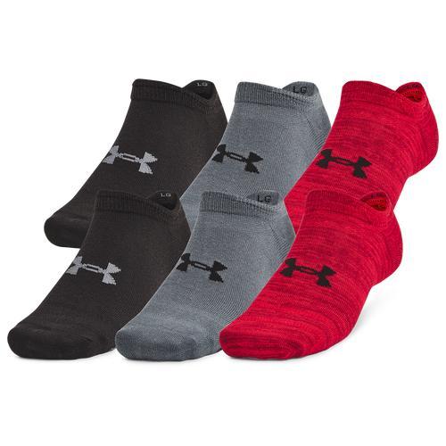 Under Armour Mens Under Armour Essential 6 Pack No Show Socks - Mens Red/Red/Black Product Image