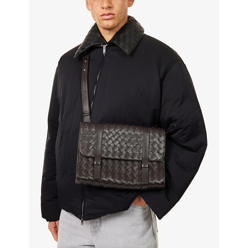 BOTTEGA VENETA Mens  Flap Leather Cross-body Bag In Fondant-silver Product Image