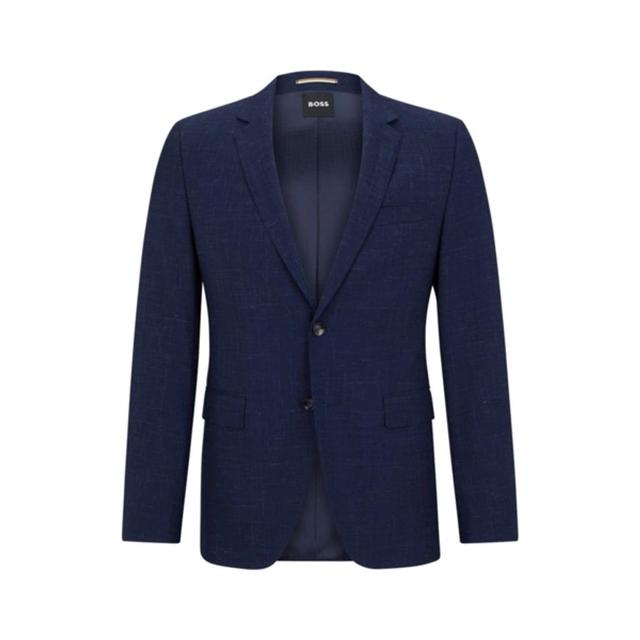 HUGO BOSS Extra-slim-fit Suit In Patterned Wool And Linen In Blue Product Image