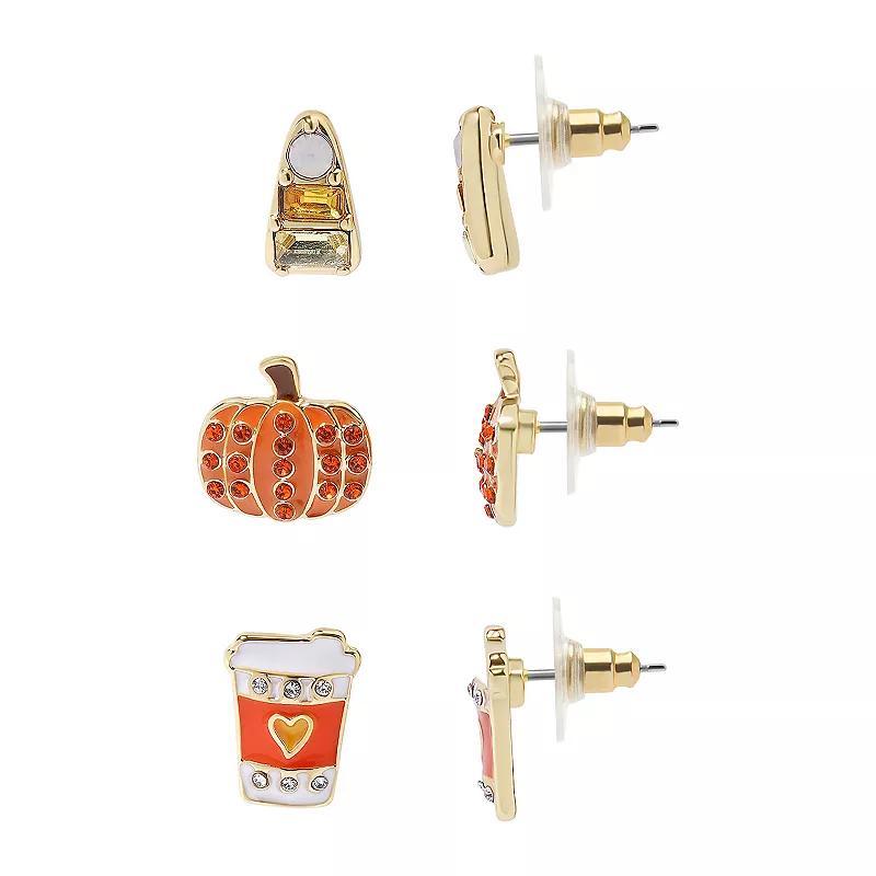 Celebrate Together Candy Corn, Pumpkin, & Latte Earring Trio Set, Womens, Multi Product Image