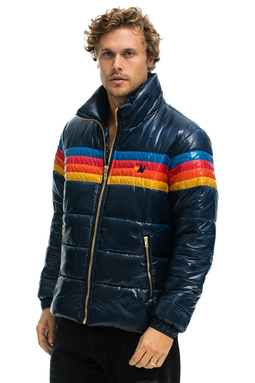 4 STRIPE LUXE TRAVELER JACKET - GLOSSY DEEP BLUE Male Product Image