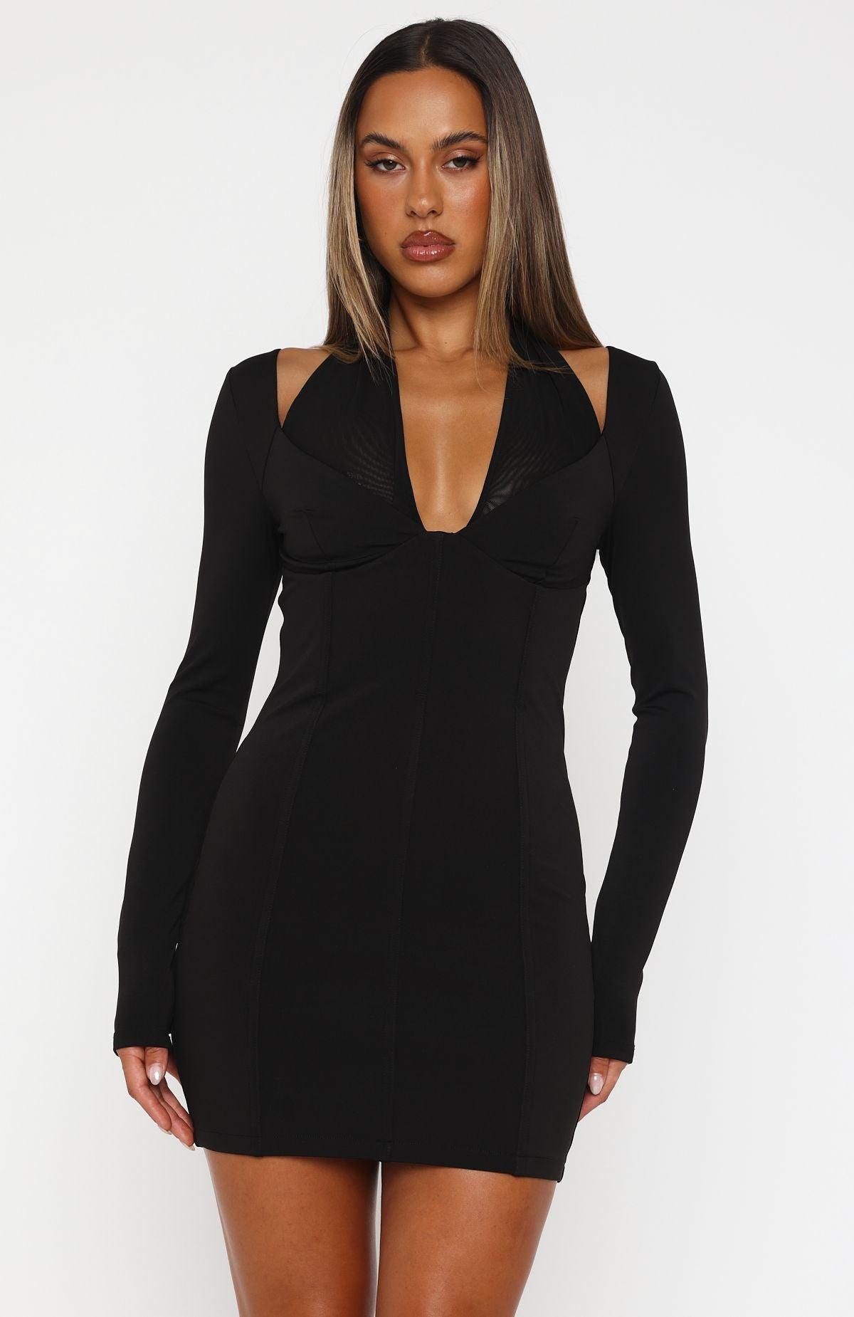 Future Broken Heart Long Sleeve Mini Dress Black Product Image