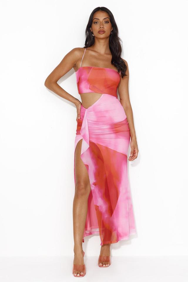 In Detail Mesh Maxi Dress Pink Product Image