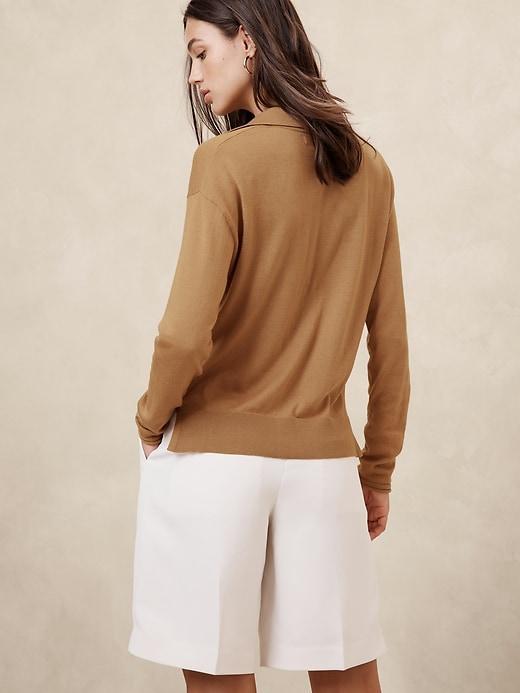 Merino Wool Johnny-Collar Sweater Product Image