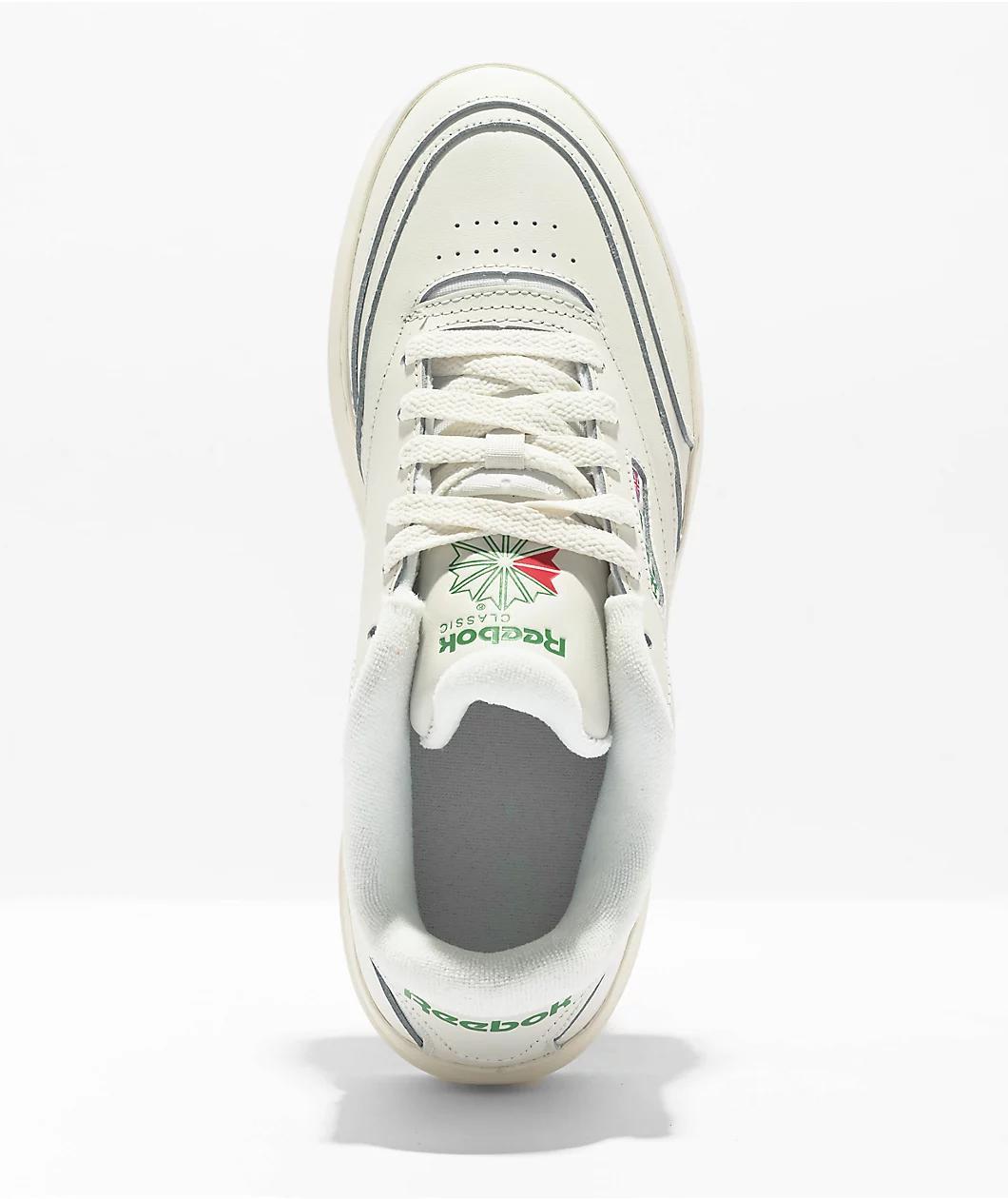 Reebok Club C Extra Chalk & Green Platform Shoes Product Image