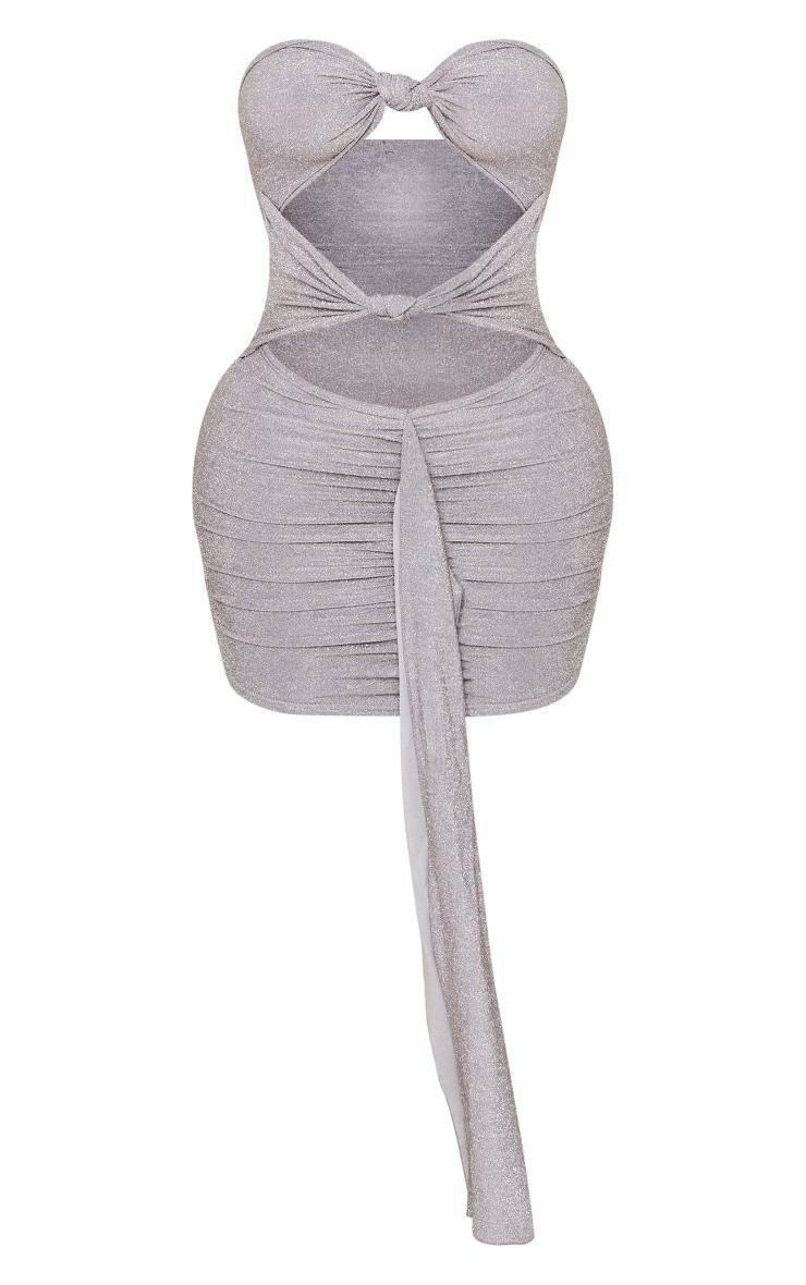 Shape Silver Lurex Glitter Knot Front Bodycon Dress Product Image