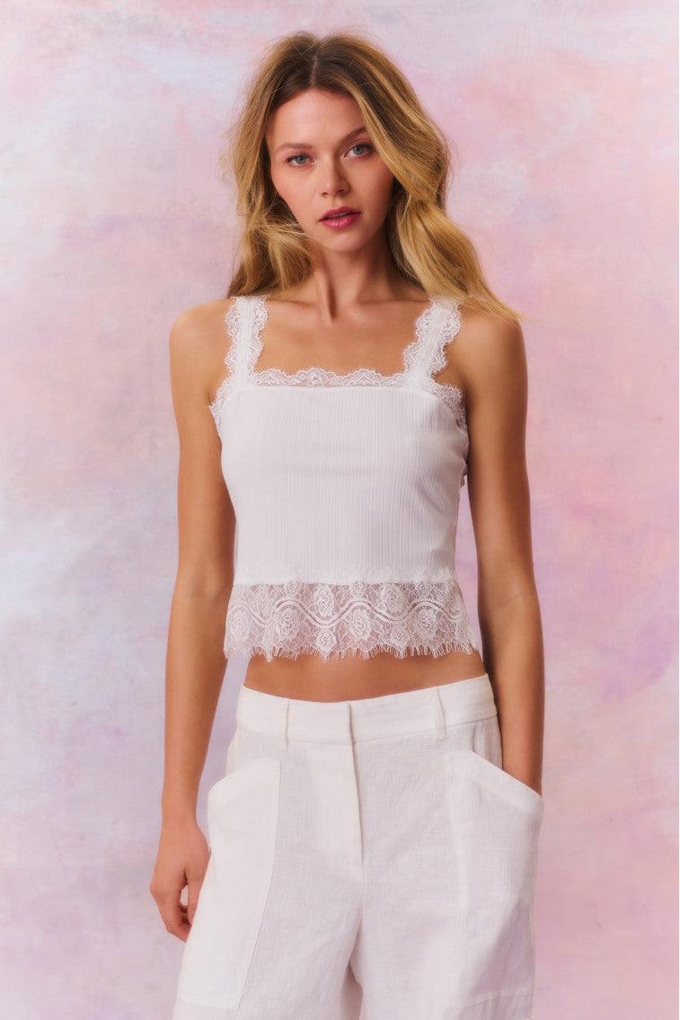 Septa Ribbed Knit Lace Cami product image