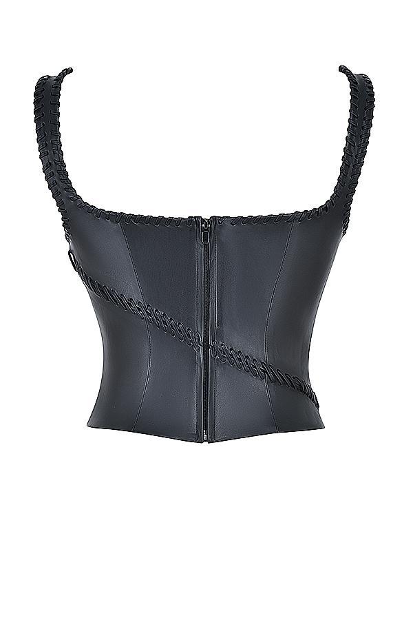 Leonie Black Vegan Leather Corset Product Image