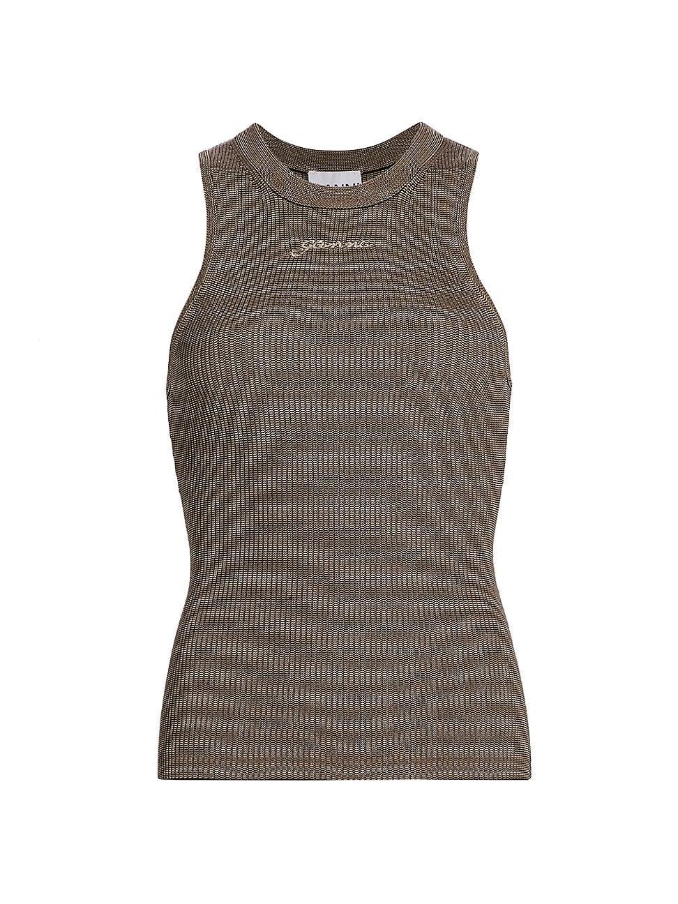 Womens Melange Knit Embroidered Tank Product Image